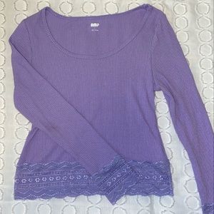 Lilac Long sleeve with lace trimming